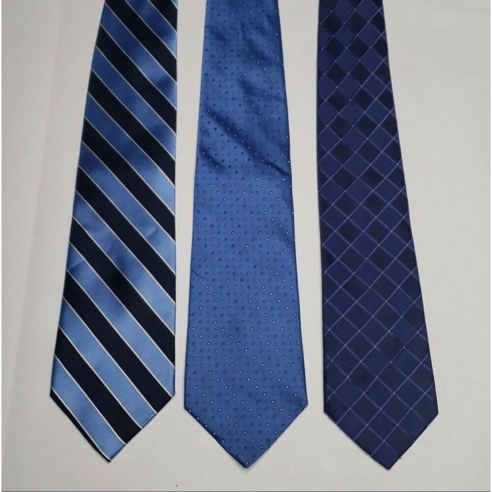 Lot of 3 Tommy Hilfiger, Murano, Round Tree Blue Men's Neck Ties